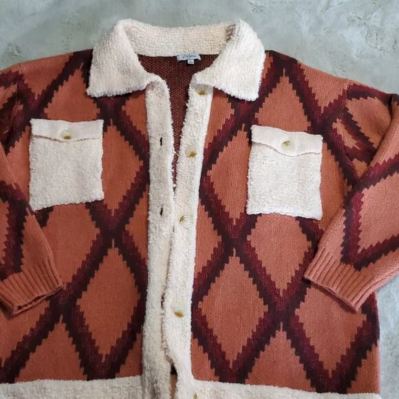 Polagram Parkside Knit Shacket Sherpa Trim Thick Winter Coat Women’s L - Picture 4 of 11